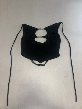 EDGE Black Cut-Out Crop Top with Silver Hardware, Women's Size M